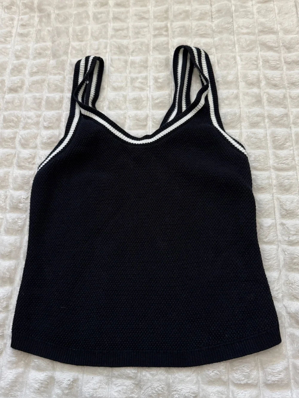 ALO Yoga XS / Small Black Tennis Club Sweater Knit Cropped Tank Top - Picture 4 of 6